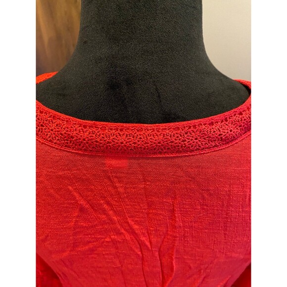 Counterparts Blouse Red Size Medium Boho Peasant  Bell Sleeves Flowy - Picture 6 of 10